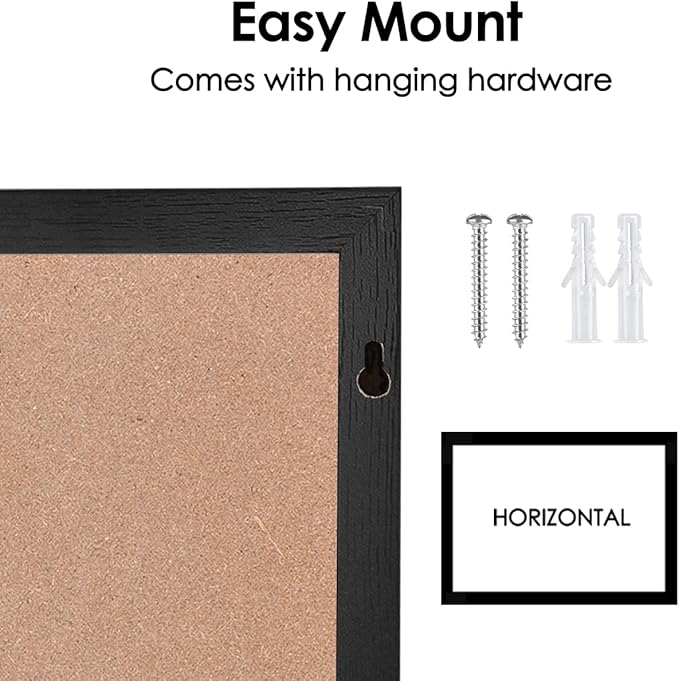TORASO Magnetic Chalkboard Calendar Corkboard, 18" x 22" Combination Chalk Board Bulletin Board, Black Wood Framed Blackboard Calendar Cork Combo Board(ZHHB-BK-4555)
