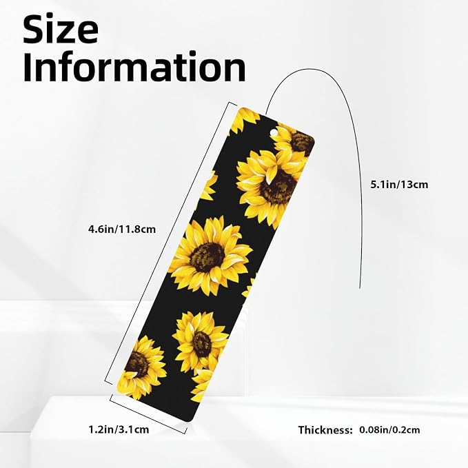 Sunflower 5pcs Wood Bookmarks with Tassel for Planner Reading Book Lovers Accessory Readers Men Women 4.6 X 1.2 Inch
