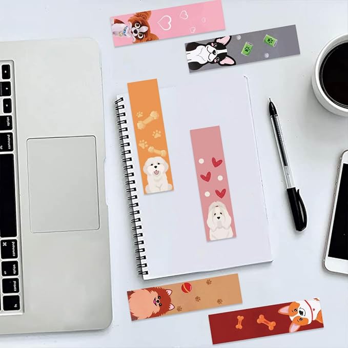 30 Pcs Dog Bookmarks for Kids Pet Theme Funny Bookmark Cute Dog Bookmark for School Office Students Teens Book Reading Lovers Classroom Favors
