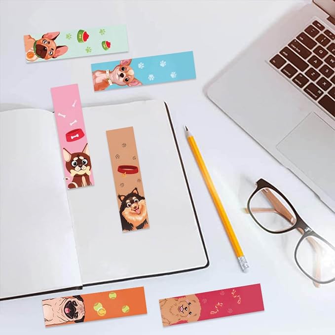 30 Pcs Dog Bookmarks for Kids Pet Theme Funny Bookmark Cute Dog Bookmark for School Office Students Teens Book Reading Lovers Classroom Favors