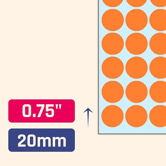 8000 Pack, 3/4" Round Dot Stickers Circle Labels - Orange