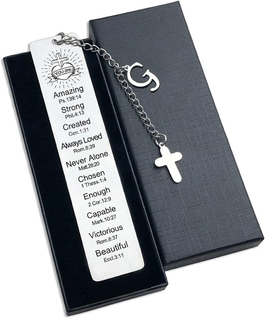 Bible Bookmark for Women Book Lovers Sister Christian Book Marker Gifts for Reader Teens Girls Baptism Birthday Christmas Gift for Coworker Students Bookish Easter Gifts (Silver-G)