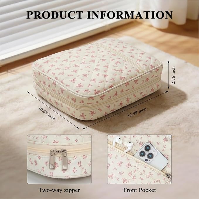Quilted Bible Cover Case for Women, Elegant Floral Bible Carrying Case with Study Supplies, Large Bible Bag Journaling Kit for Church & Christian Gift