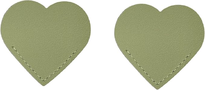 2 Pcs Leather Heart Bookmarks, Reading Accessories, Book Marks for Women Teacher Students Book Reading Lovers (Light Green)