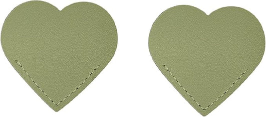 2 Pcs Leather Heart Bookmarks, Reading Accessories, Book Marks for Women Teacher Students Book Reading Lovers (Light Green)