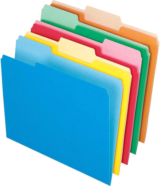 Pendaflex Two-Tone Color File Folders, Letter Size, Assorted Colors, 1/3 Cut, 100 per Box (152 1/3 ASST) (Pack of 5)