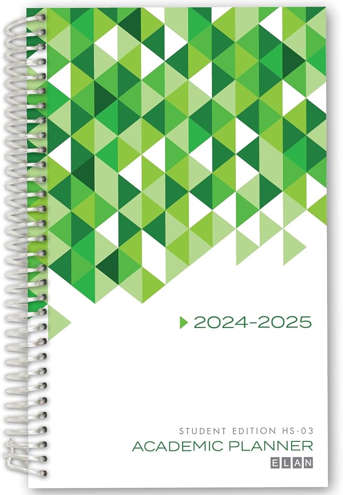Elan Publishing Company Dated Student Planner for High School of College: Dated August 2024 - July 2025 (Green)