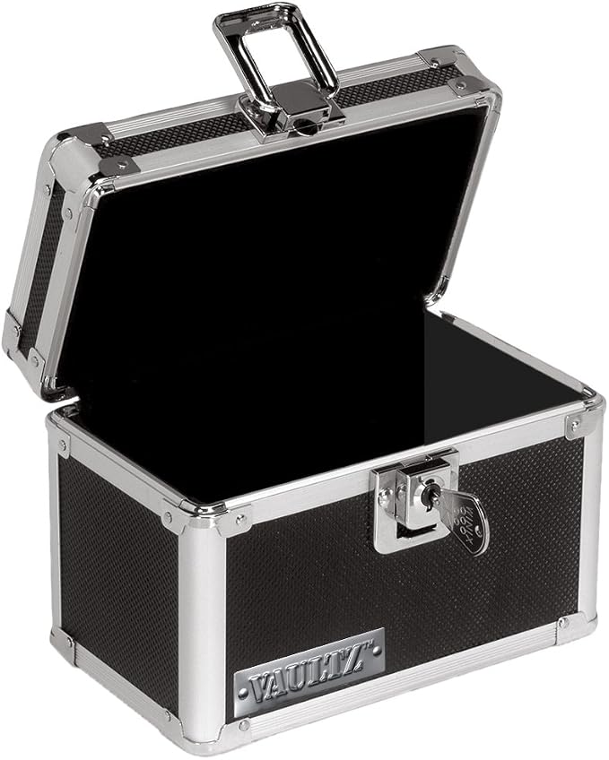 Vaultz VZ01169 Locking Index Card File with Flip Top Holds 350 3 x 5 Cards, Black