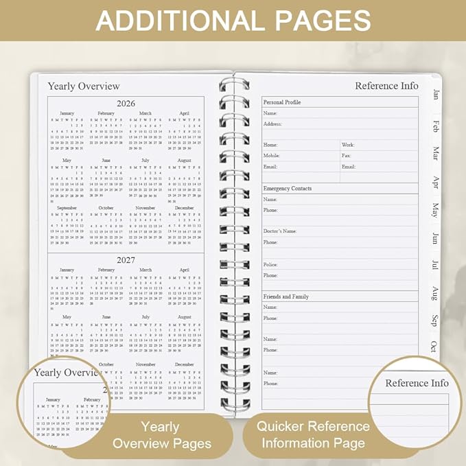 2026 Pocket Planner/Calendar - January 2026 - December 2026, A6 Weekly & Monthly Organizer Notebook & Journal to Track Goals, Easy to Organize Your Daily Life, 3.75" x 6.75", Beige