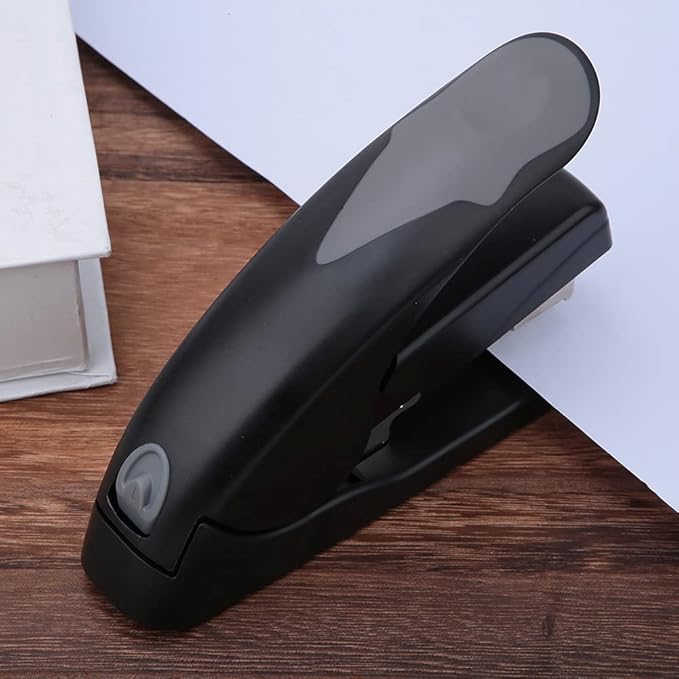 Stapler - Book Stapler 20/40 Sheets Stapling Machine Bookbinding Stapler Soft Cushioned Handle One Button Needle Slot Reversible Groove (Black)