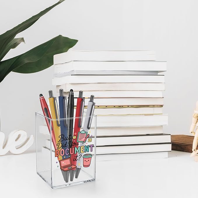 But Did You Document It Funny Office Acrylic Cosmetic Pencil Pen Holder Cup Gifts for Coworker Friends Cute Decor for Home Office Desk Vanity Organizers and Accessories