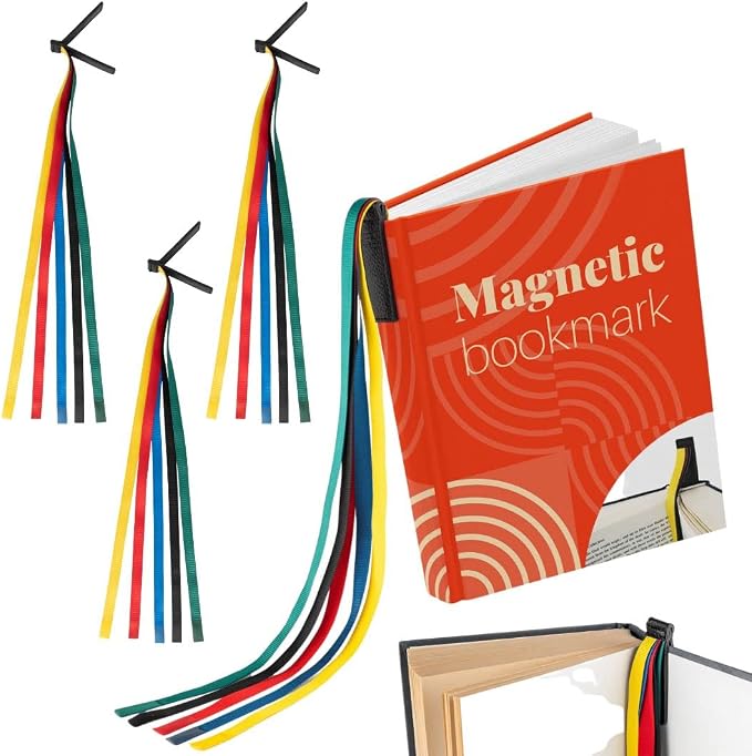Superior Essentials Magnetic Bible Bookmark - Genuine Leather, Attachable Bible Ribbon Bookmarks for Book Lovers with 5 Strings - No More Flipping Pages Using Our Bible Page Marker (3PC, Rainbow)