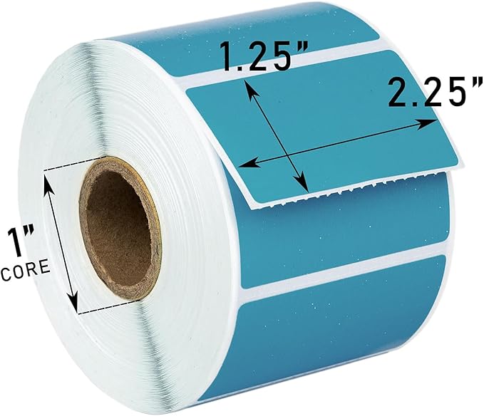 HOUSELABELS 2.25" x 1.25" Red, Blue, Yellow, Green, Orange, Lavender, Pink Address Labels on 1" Core Compatible with Zebra and Rollo Printers, 49 Rolls / 1,000 Labels per Roll