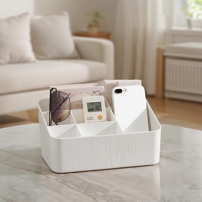 Desk Organizer with 7 Compartments Nightstand Organizer & Bedside Organizer for Dorm, Office Desk, Pen, Pencil, Remote Control Holder, Skincare & Stationary