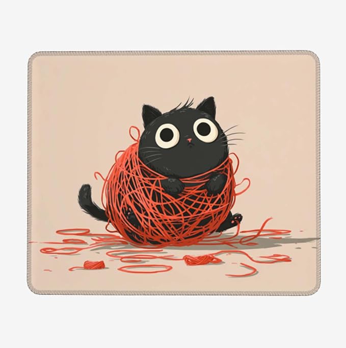 Voltique Mouse Pad Small Desk Mat, Cat Computer Mousepad with Stitched Edges Non-Slip, Keyboard Mouse Pad for Desktop Office Desk Accessories