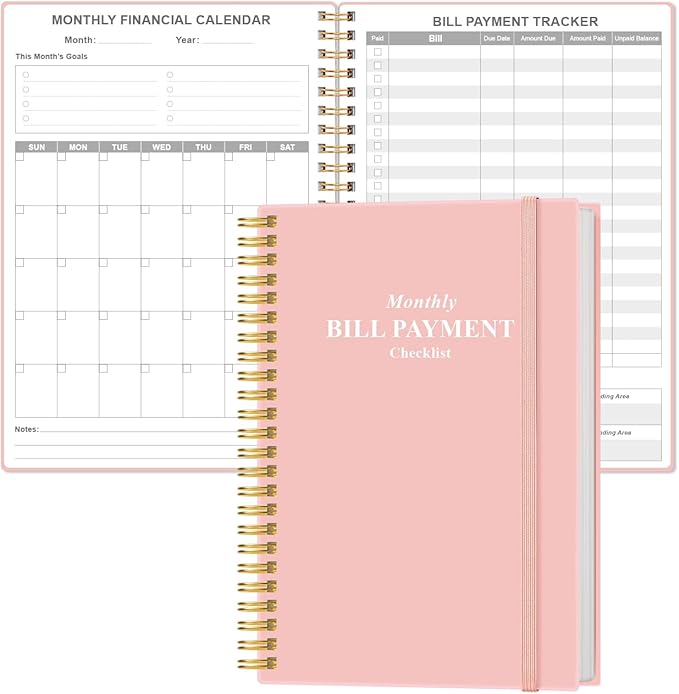 Monthly Bill Organizer - Monthly Bill Payment for Personal Budgeting Financial, Payments Checklist Organizer, 5.8" x 8.5", Pink