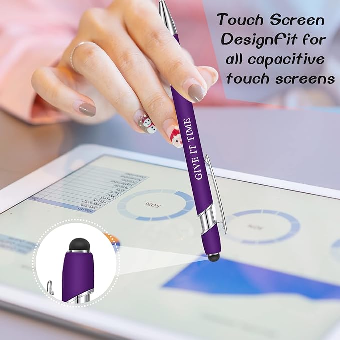 Zonon 12 Pcs Inspirational Pens Gift Set Funny Ballpoint Pen with Stylus Tip Motivational Graduation Gifts Bulk for Teacher Coworkers Nurse School Office Supplies(Pink Purple Colors,Boss Lady)