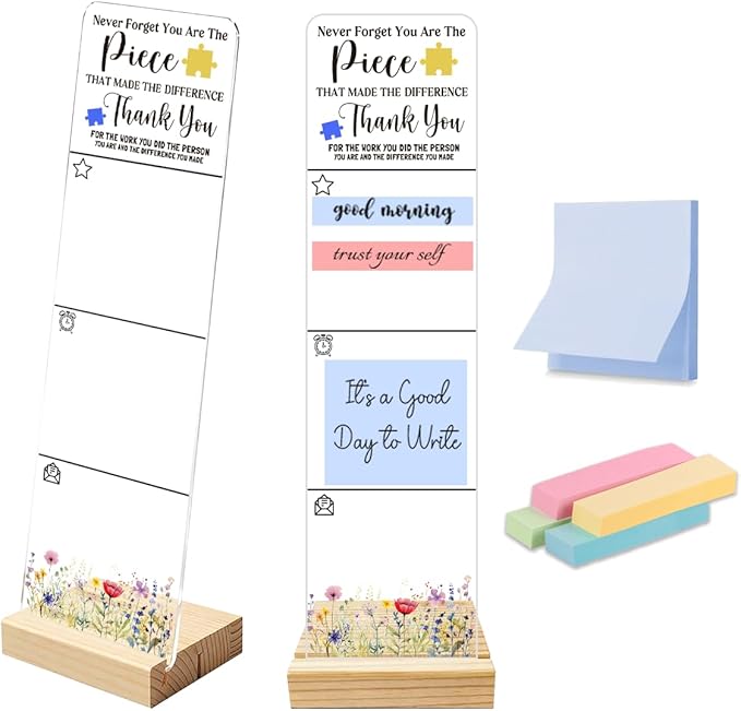 Sticky Note Holder Acrylic Monitor Memo Board Desk Organizers and Accessories Desk Decor Post It Note Holder with 200Pcs Sticky Notes Thank You Appreciation Office Desk Sign