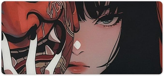 Aesthetic Japanese Anime Girl Samurai Woman Gaming Mousepad Large Non-Slip Rubber Desk Mat Keyboard Computer Pad for Home Office 40x90cm
