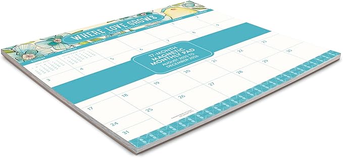 Orange Circle Studio 2026 Magnetic Monthly Fridge Calendar, Where Love Grows, 17-Month Daily Aesthetic Planner Notepad with Magnet for Refrigerator, Easy Organizer for Grocery List, Appointments