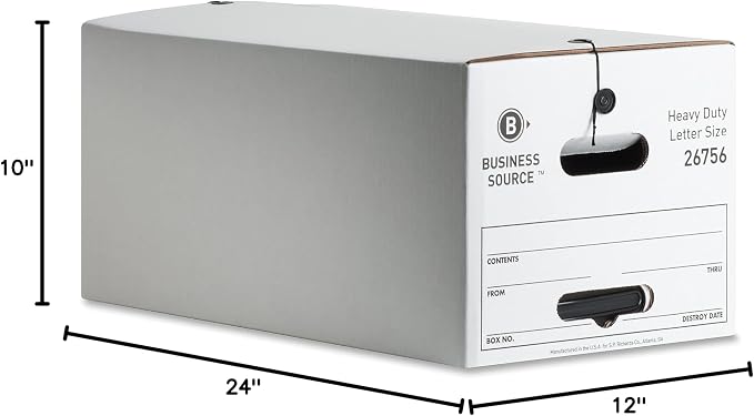 Business Source 26756 Med. Duty Storage Box Ltr 700 lb. 12-Inch x24-Inch x10-Inch 12/CT WE