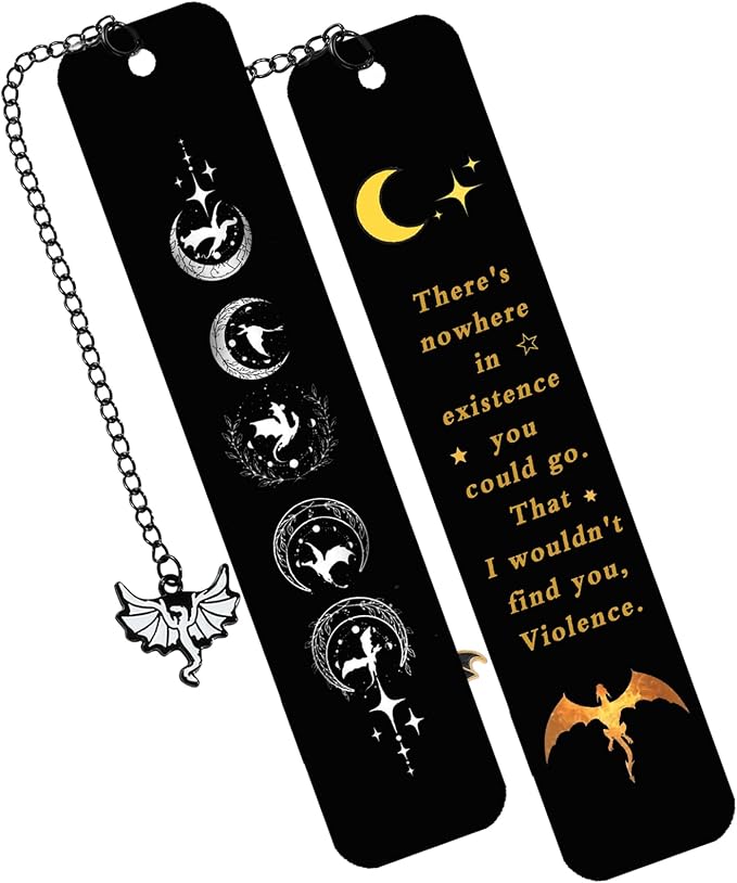 Dragon Metal Bookmark Set 2.0, Cool Fourth Wing Bookmarks for Charms, Book Lover Fantasy Reading Gifts for Women and Men (Lunar Dragon)