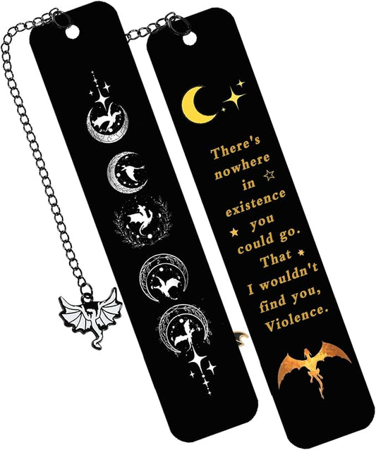 Dragon Metal Bookmark Set 2.0, Cool Fourth Wing Bookmarks for Charms, Book Lover Fantasy Reading Gifts for Women and Men (Lunar Dragon)