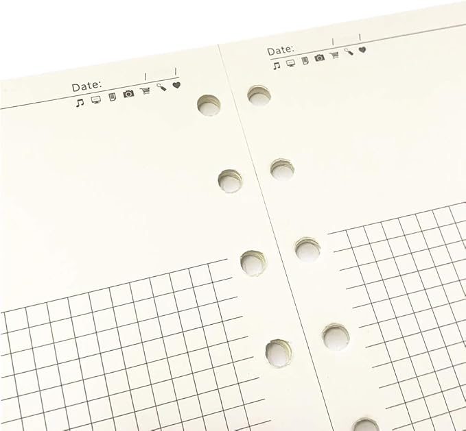 A7 Planner Refill, A7 Agenda Refill Diary Note Daily Plan Paper for Filofax,6 Hole/100gsm Paper Removable Planner Inserts 6 Rings, 4.84 x 3.23'', Harphia