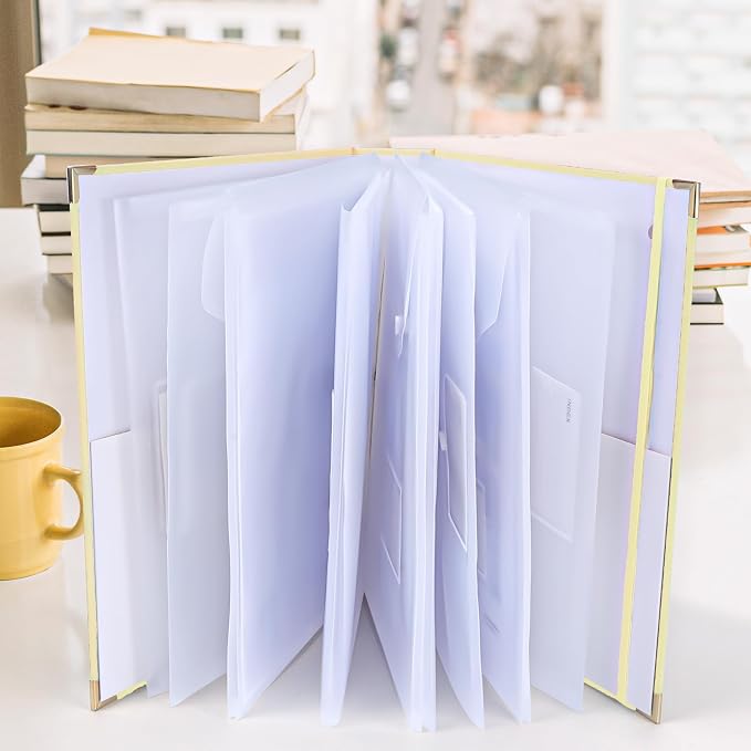 XKDOUS Important Document Organizer Emergency Binder Life Organizer Folio Folders with 9 Pockets Expanding File Storage Holder for Papers, Letters, Cards, Bills, Passports, Photos