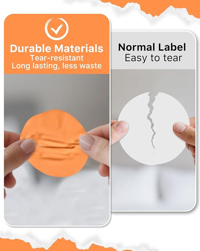 iEager 2 Inch Round Thermal Labels, Circle Thermal Printer Stickers, Durable Circular Label Printer Sticker for Business, Logo, Gift, 500 Labels/Roll, Orange