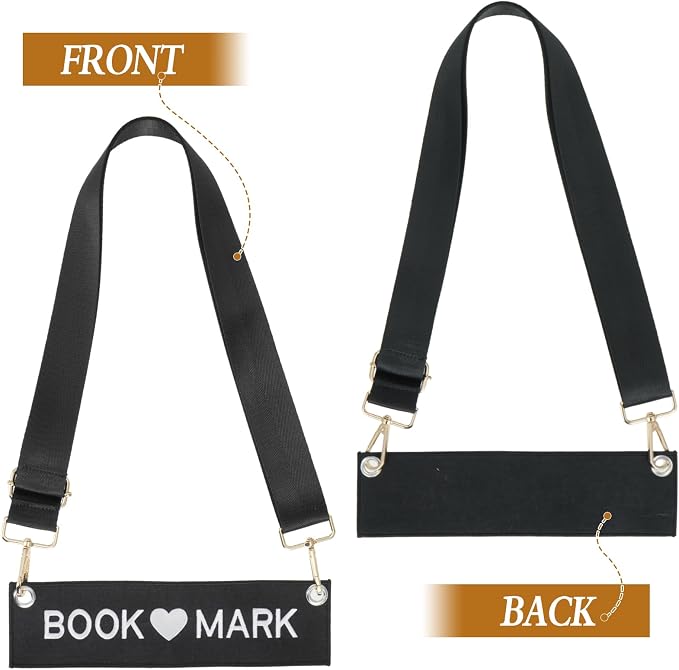 2 Pack Adjustable Crossbody Bookmark with 10 Inch Detachable Strap Embroidered Leather Book Carrier for Women Hands-Free Reading Accessories Book Marks for Book Lovers and Readers