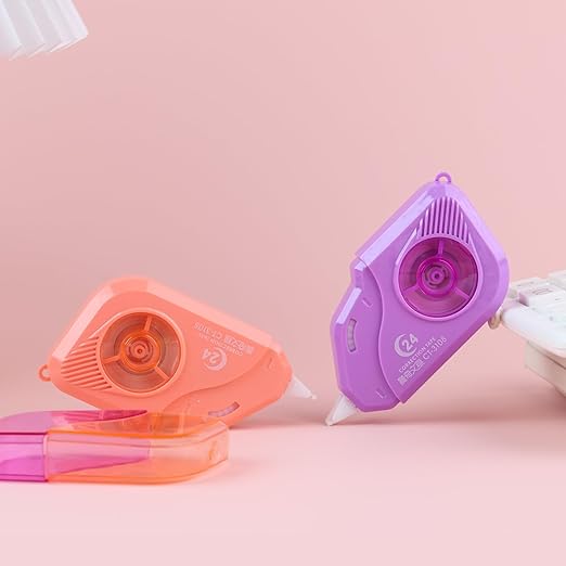 Aesthetic and Cute Camera-Shaped White Correction Tape, 49.21ft(15m) Each, 2-Count Pack, Easy to use, Dry Instantly, Clean and Tear-Resistant Tape Office or School Supplies (Pink+Purple)