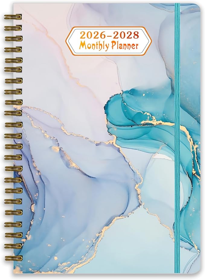 2026-2028 Monthly Planner/Calendar - 3 Year Monthly Planner 2026-2028, January 2026 - December 2028, Academic Weekly Organizer with Twin-Wire Binding for Students and Teachers (Light Green Marble)