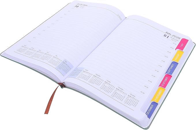 UPKOCH 2026 Daily Schedule Planner A5 Green Hardcover Appointment Book for Office and School with Weekly to Do Organizer