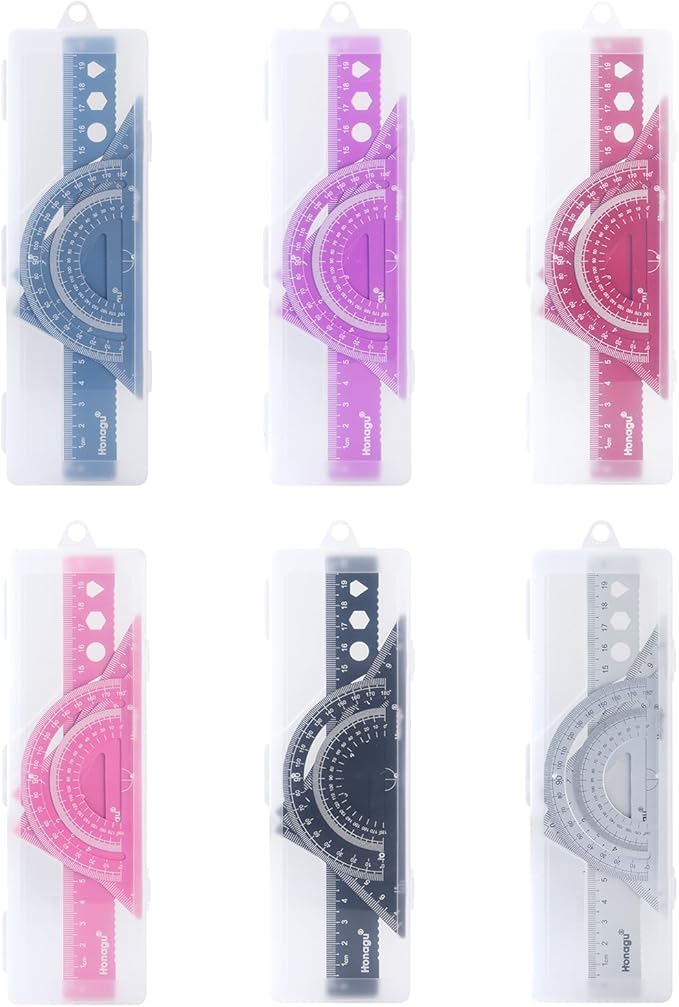 Honagu Aluminum Alloy Triangular Ruler Set, 4 Pieces, 20cm/7.87inches, Purple