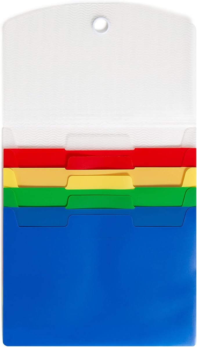 SMEAD Cascading Poly Wall File Folder, 5 Folder Pockets, Letter Size, Bright Colors (92050)