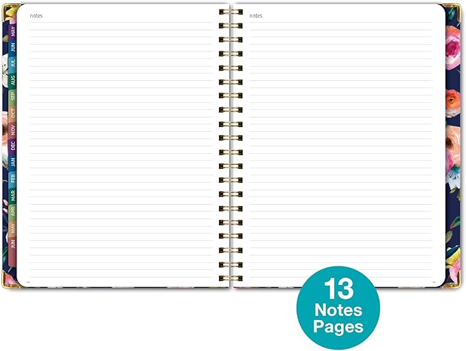 HARDCOVER Academic Year 2026-2027 Planner: 14 Months (May 2026 Through June 2027) 8.5"x 11" Daily Weekly Monthly Planner Yearly Agenda. Bookmark, Pocket Folder and Sticky Note Set (Small Navy Floral)