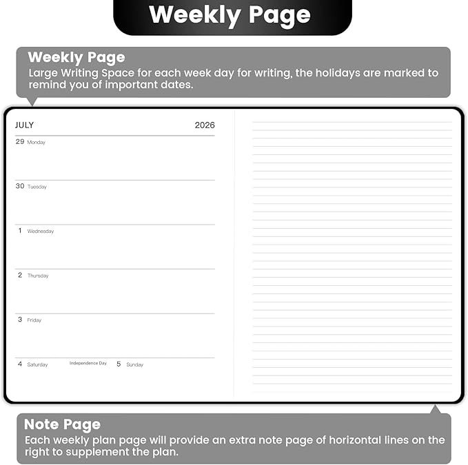 2026-2027 Planner - Weekly Monthly Planner 2026-2027, 8" x 10", JUL.2026 - JUN. 2027, Academic Calendar with Weekly Note Page, Hardcover, Pen Loop, Elastic Band, Inner Pocket