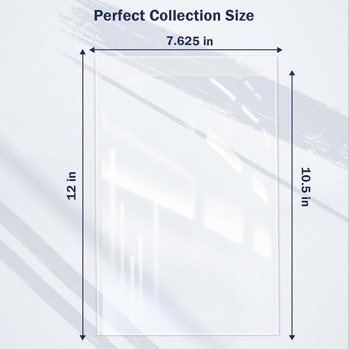 Comic Book Sleeves, Upgrade Polypropylene(PP) Acid-Free Materials,Resealable Crystal Clear Comic Book Storage Boards Bags,20% Thicker Better Comic Collection Display,7.625 x 10.5 Inch,100-Count