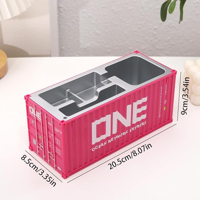 Desk Organizer Office Supplies Multi-function Shipping Container Storage Box Pen/Pencil,Business Name Cards Remote Control Holder Gray, Pen and Pencil Shipping Container Style Holders (Pink)