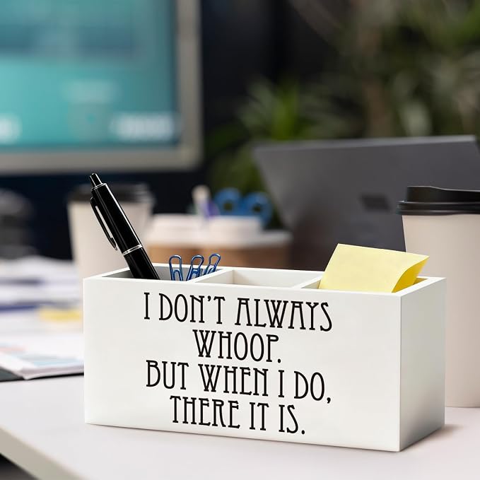 Funny Pen Pencil Holder, Funny Coworker Gifts for Women Men Wood Desk Organizer and Accessories, Office Humor Gifts Pen Holder Desk Organizer for Office Workplace Tabletop