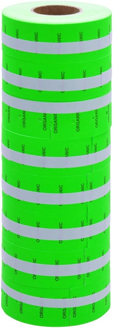 Fluorescent Green with Black "Organic" Labels to fit Avery Dennison®/ Sato® M1 "Mighty One" Price Guns 16 Pack (Free Ink roll Included)