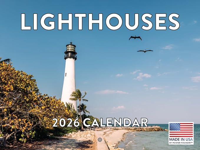 Lighthouse Calendar 2026 Wall 12 Month Monthly Scenic Souvenirs Themed Gifts | American Made In The USA