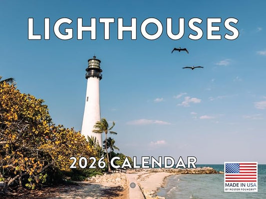 Lighthouse Calendar 2026 Wall 12 Month Monthly Scenic Souvenirs Themed Gifts | American Made In The USA
