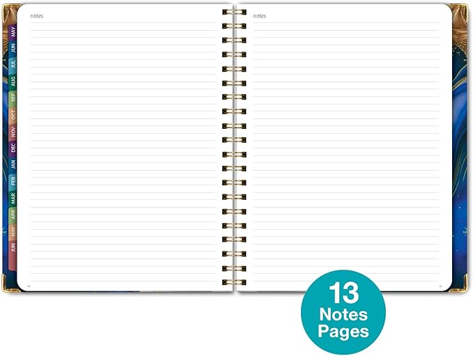 HARDCOVER Academic Year 2026-2027 Planner: 14 Months (May 2026 Through June 2027) 8.5"x 11" Daily Weekly Monthly Planner Yearly Agenda. Bookmark, Pocket Folder and Sticky Note Set (Dark Blue Marble)