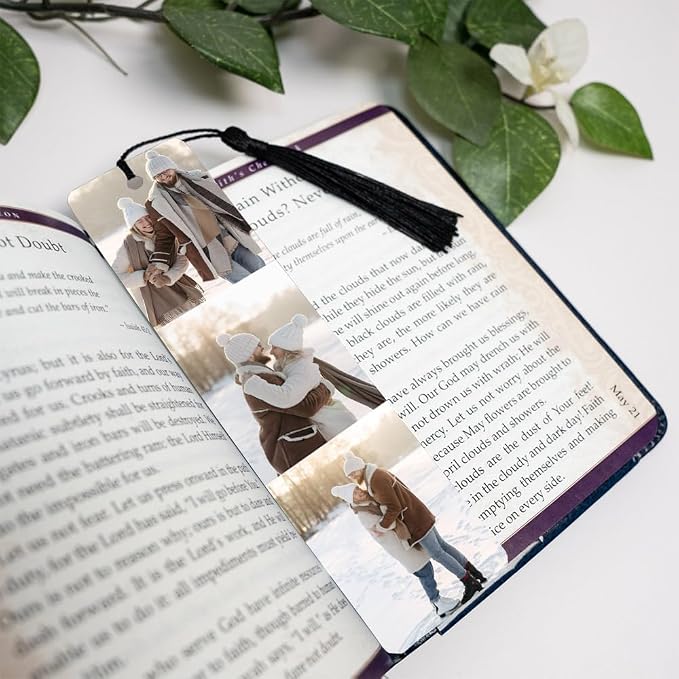 Custom Metal Bookmark with Personalized Photo and Text (3 Images)