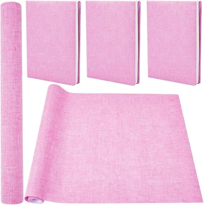 CRASPIRE 51 x 11.8inch Linen Book Cloth for Book Binding Fabric Surface Paper Backed Bookcover Album Scrapbooking Archival DIY Covering Protector Bookcloth Bookbinding Supplies Pink