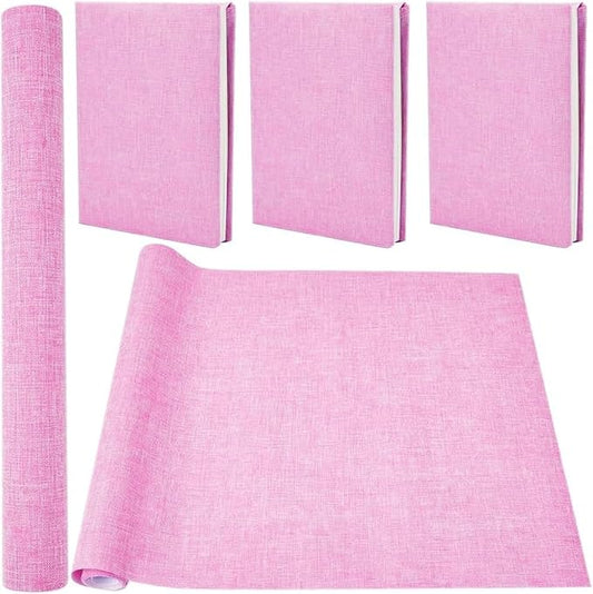 CRASPIRE 51 x 11.8inch Linen Book Cloth for Book Binding Fabric Surface Paper Backed Bookcover Album Scrapbooking Archival DIY Covering Protector Bookcloth Bookbinding Supplies Pink
