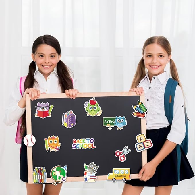 56 Pieces Back to School Cutouts Bulletin Board Decoration, First Day of School Cutouts Colorful Apple School Bus Pen Cardboard Craft ABC Cut-Outs for School Classroom Kindergarten Party Supplies