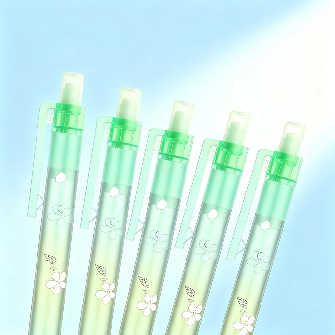 6Pcs Cute Green Cherry Blossom Mechanical Pencils 0.5mm&0.7mm Mechanical Pencil Kawaii Pencils School Pencil for Students Women Office School Suppies